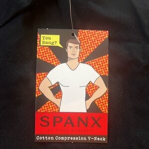 Men’s black XXL Spanx compression vest-neck cotton tee shirt.